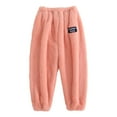 thumbnail image 1 of FAOWME Girls Fuzzy Sleep Pants Elastic Waist Trousers Orange 2-3 Years, 1 of 3