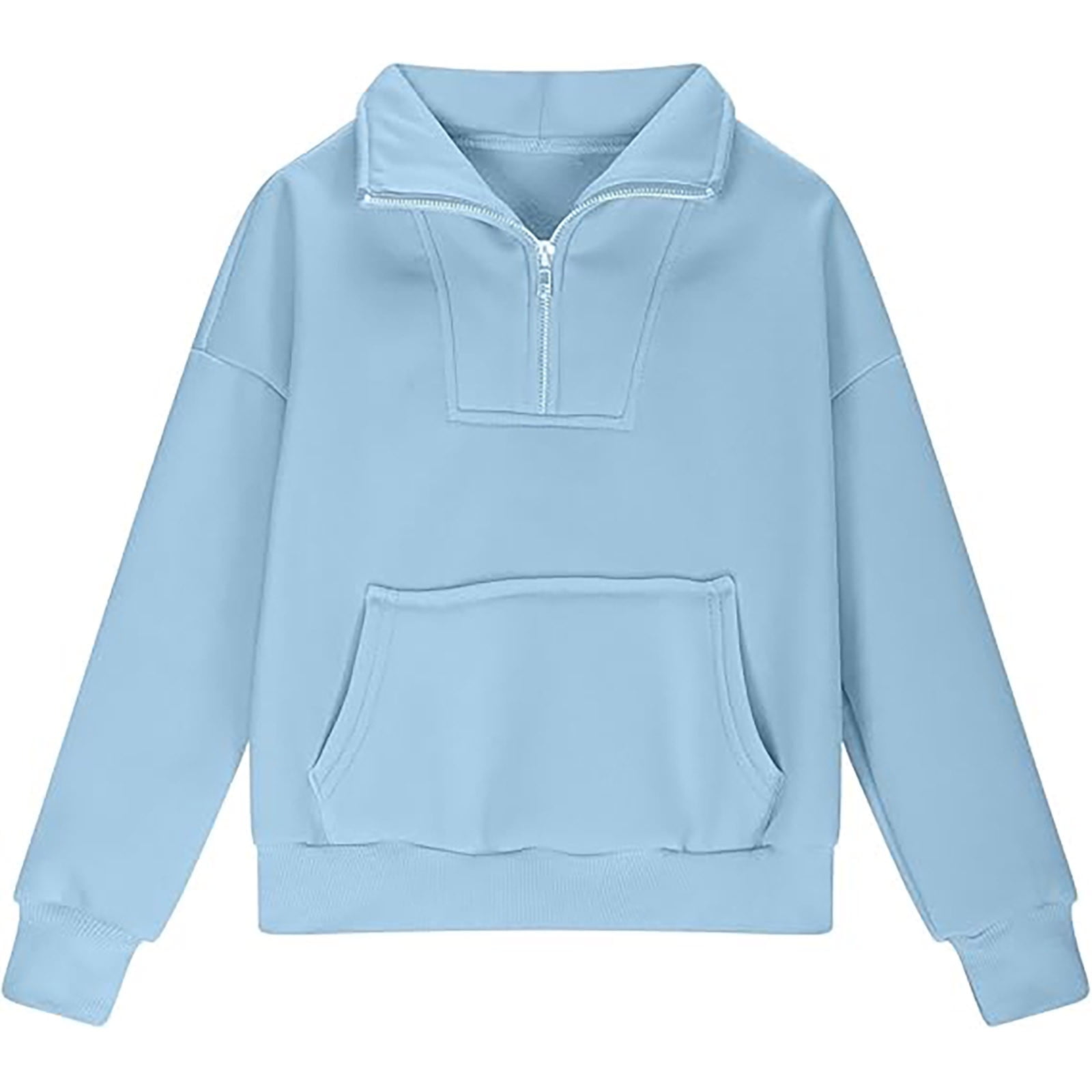 FAOWME Girls Half Zip Sweatshirt Quarter Zip Pullover With Pocket