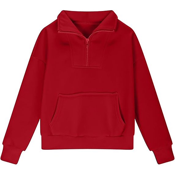 FAOWME Girls Half Zip Sweatshirt Quarter Zip Pullover With Pocket Hoodie Fall Tops Girls 13-14 Years