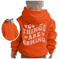 thumbnail image 1 of FAOWME Girls Hoodie Long Sleeve Soft Sweatshirt Graphic Hoody Kids Cute Pullovers Tops Orange 3-4 Years, 1 of 5