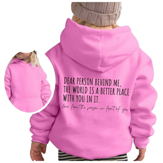 FAOWME Girls Hoodie Long Sleeve Soft Sweatshirt Graphic Hoody Kids Cute Pullovers Tops Pink 2-3 Years