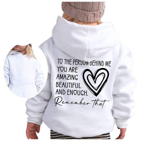 FAOWME Girls Hoodie Long Sleeve Soft Sweatshirt Graphic Hoody Kids Cute Pullovers Tops White 7-8 Years
