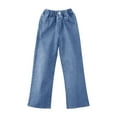 thumbnail image 1 of FAOWME Girls Jeans Summer Girls Kids Thin Straight Leg Wide Leg Pants Winter Casual Loose Children Pants Blue 5-6 Years, 1 of 3