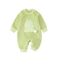 thumbnail image 1 of FAOWME Girls Long Sleeve Pullover Romper Sweatshirt Bodysuits Romper Green 3-6 Months, 1 of 3