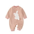 thumbnail image 1 of FAOWME Girls Long Sleeve Pullover Romper Sweatshirt Bodysuits Romper Pink 0-3 Months, 1 of 8