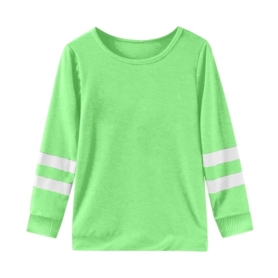 FAOWME Girls Long Sleeve T-Shirt Children Crew Neck Tops Girls T Shirt Light Green 3-4 Years