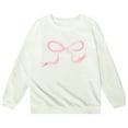 thumbnail image 1 of FAOWME Girls Long Sleeved Hoodie With Bow Crew Neck Sweatshirt Pullover Tops White 13-14Years, 1 of 4