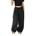 thumbnail image 1 of FAOWME Girls Pants Overalls Children Fashion Casual Pants Autumn Pants Loose Cargo Pants Black 4-5 Years, 1 of 6