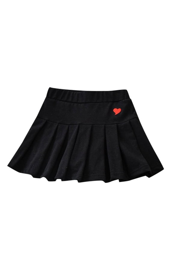 Girls Pleated Skirt School Skirt Mini Skirt Pleated Cheer Skirt Casual Skater Skirt Black 12-14 Years