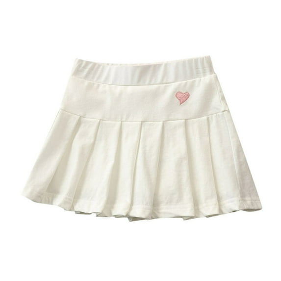 FAOWME Girls Pleated Skirt School Skirt Mini Skirt Pleated Cheer Skirt Casual Skater Skirt White 2-3 Years
