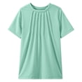 thumbnail image 1 of FAOWME Girls Pleated T-Shirts Kids Summer Short Sleeve Fashion Tops Tees 5 14 Years Mint Green 10-12 Years, 1 of 8