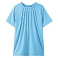thumbnail image 1 of FAOWME Girls Pleated T-Shirts Kids Summer Short Sleeve Fashion Tops Tees 5 14 Years Sky Blue 9-10 Years, 1 of 8