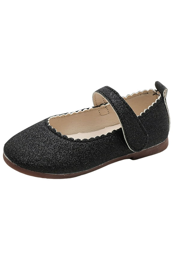 Girls Sandals Solid Color Simple Floral Fashion Lightweight Flat Bottom Comfortable Hook Loop Princess Shoes Black 8.5-9 Years