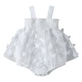 thumbnail image 1 of FAOWME Girls Sleeveless Solid Color Butterfly Tulle Ruffles Bodysuits Onesie White 6-9 Months, 1 of 8