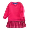 thumbnail image 1 of FAOWME Girls Solid Color Dress Sweater Cute Fashion Casual Dress Hot Pink 6-7 Years, 1 of 2