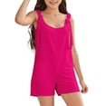 thumbnail image 1 of FAOWME Girls Solid Colored Short Overalls Kids Hot Pink 5-6Years, 1 of 8