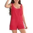 thumbnail image 1 of FAOWME Girls Solid Colored Short Overalls Kids Red 7-8Years, 1 of 8