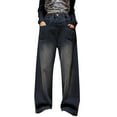 thumbnail image 1 of FAOWME Girls Summer Baggy Mop Wide Leg Pants Medium Sized Children Slim Jeans Straight Leg Pants Fashion Grey 8-9 Years, 1 of 8