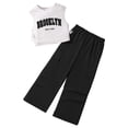 thumbnail image 1 of FAOWME Girls Summer Sleeveless Letter Tank Tops And Casual Pants Set For Big Kids Black 12 Years, 1 of 3