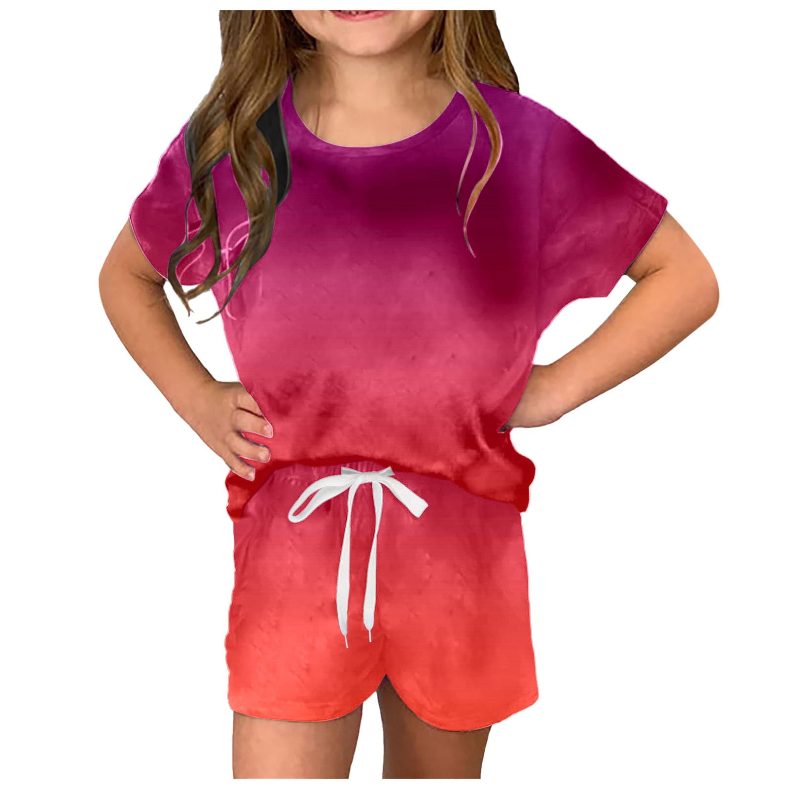Cute Star Print Girls Summer Co-Ord Set – Soft T-Shirt & Shorts Outfit main image 1