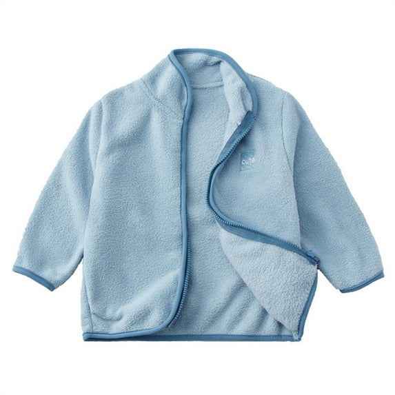 FAOWME Girls Toddler Full Zip Jacket Coats Tops Light Blue 4-5 Years