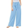 thumbnail image 1 of FAOWME Girls Wide Leg Pants High Elastic Smocked Waist Casual Flowy Cute Long Trousers Light Blue 7-8 Years, 1 of 8
