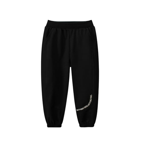 FAOWME Fall 2025 Pants Boys Girls Track Pants Black 4-5 Years