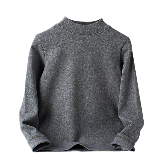 FAOWME Kids Baby Boys Girls Shirts High Collar Soft T-Shirt Unisex Long Sleeve Tee Tops Dark Gray 13-14 Years