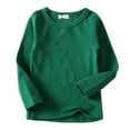 thumbnail image 1 of FAOWME Kids Baby Boys Girls Shirts High Collar Soft T-Shirt Unisex Long Sleeve Tee Tops Dark Green 6-12 Months, 1 of 2
