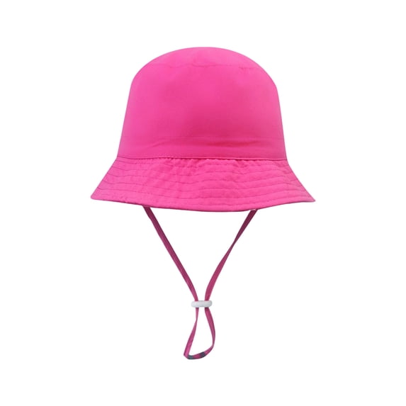 FAOWME Kids Baby Girls Boy Toddler Solid Color Outdoor Adjustable Bucket Sun Beach Hat Hot Pink L