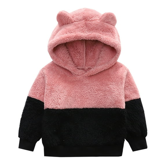 FAOWME Kids Baby Girls Boys Thick Warm Hooded Outdoor Warm Clothes Pullover Tops Sweatshirts Pink 5-6 Years