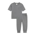 thumbnail image 1 of FAOWME Kids Boys Girls Pajamas Sets Nightwear 2Pcs Unisex Toddler Short Sleeve Shirt And Pants Set Sleepwear PJs Grey 10-11 Years, 1 of 3