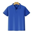 thumbnail image 1 of FAOWME Kids Boys Girls Polo Shirt Short Sleeve Turndown Collar Button Solid Color Comfortable Soft Top For Casual Daily Wear,Blue,9-10 Years, 1 of 6