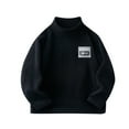 thumbnail image 1 of FAOWME Kids Boys Girls Shirts Turtleneck Soft Tops Unisex Baselayer Long Sleeve T Shirts Black 9-10 Years, 1 of 4