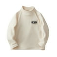 thumbnail image 1 of FAOWME Kids Boys Girls Shirts Turtleneck Soft Tops Unisex Baselayer Long Sleeve T Shirts White 7-8 Years, 1 of 5