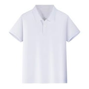 FAOWME Kids Boys Girls Short Sleeve Polo Shirt Button Closure Comfortable & Soft Pique Fabric White 5-6 Years