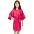 thumbnail image 1 of FAOWME Kids Boys Girls Silk Satin Bathrobe Kimono Robes Nightgown Sleepwear Clothes Hot Pink 11-12 Years, 1 of 4