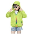 thumbnail image 1 of FAOWME Kids Boys Girls Sun Sunscreen Hoodie Jacket Toddler Lightweight Summer Breathable Outwear Green 9-10 Years, 1 of 8
