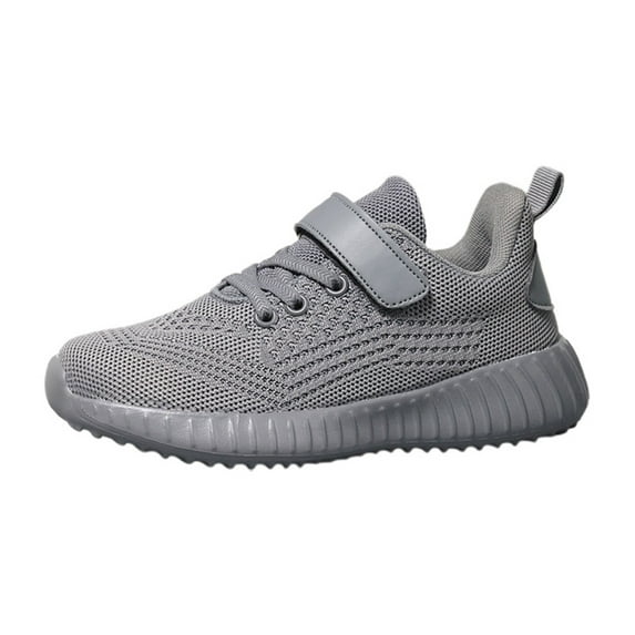 FAOWME Kids Breathable Sports Shoes Sneakers Soft Sole Running Sneakers For Boys Girls For Outdoor Activities Grey 10-10.5Years
