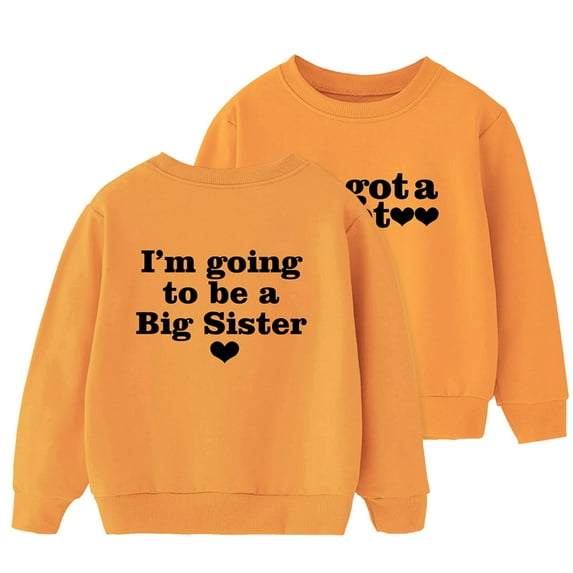 FAOWME Kids Children Girls Winter Long Sleeve Tops Sweatshirt Letter Printing Pullover Orange 18-24 Months