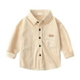 thumbnail image 1 of FAOWME Kids Children Toddler Baby Boys Long Sleeve Gentleman Solid Color Shirt Tops Beige 18-24 Months, 1 of 3