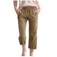 thumbnail image 1 of FAOWME Kids Comfortable High Waisted Wide Leg Pants Drawstring Elastic Trousers Comfy Straight Leg Long Pants With Pockets Khaki 6-7 Years, 1 of 5