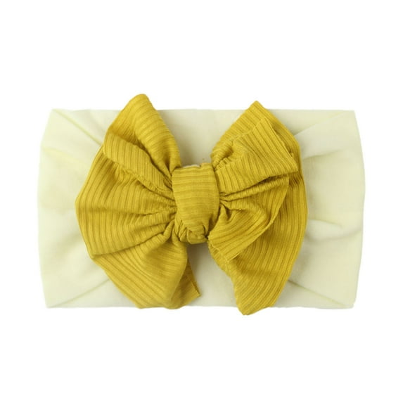 FAOWME Kids Girls Baby Solid Color Headband Hair Band Bow Accessories Headwears 1PC Beige One Size