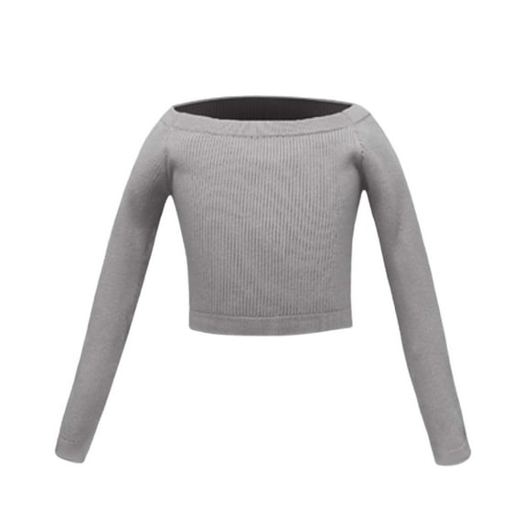 FAOWME Kids Girls Ballet Sweater Soft Warm Up Active Sweater Pullover Dance Sweater For Leotards Grey 5-6 Years