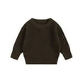 thumbnail image 1 of FAOWME Kids Girls Boys Sweater Crew Neck Long Sleeve Solid Color Knitted Warm Soft Fashion Top For Autumn Winter Daily Wear,Dark Green,3-4 Years, 1 of 4