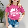 thumbnail image 1 of FAOWME Kids Girls Boys T Shirt Graphic Letter Print Short Sleeve Round Neck Comfortable Breathable Top For Daily Wear And Play,Pink,14-15 Years, 1 of 4