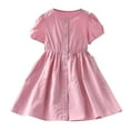 thumbnail image 1 of FAOWME Kids Girls Summer Short Sleeve Solid Color Dress Cardigan Shirt Dress Infants Red 2-3 Years, 1 of 7
