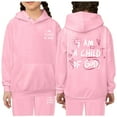 thumbnail image 1 of FAOWME Kids Letter Print Hoodie And Pants Set Stylish Pullover Sweatshirt And Long Pants Outfits For Girls Boys Comfortable Tracksuits Sweatsuit For Fall Winter Pink 6-7 Years, 1 of 3