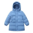 thumbnail image 1 of FAOWME Kids Long Hooded Coat Boy Girls Winter Warm Quilted Jacket Padded Outerwear Coats Sky Blue 6-7 Years, 1 of 3