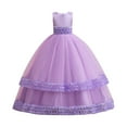 thumbnail image 1 of FAOWME Kids Princess Dress Long Mesh Tutu Dress Girl Performance Piano Dress Purple 16-17 Years, 1 of 8